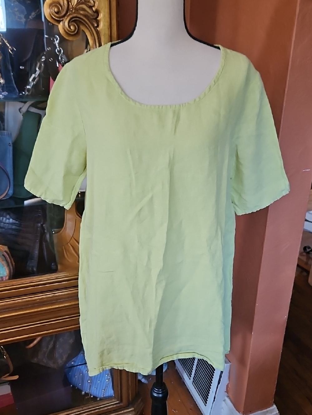 bryn Walker Lime Green Scoop-Neck Tunic Top